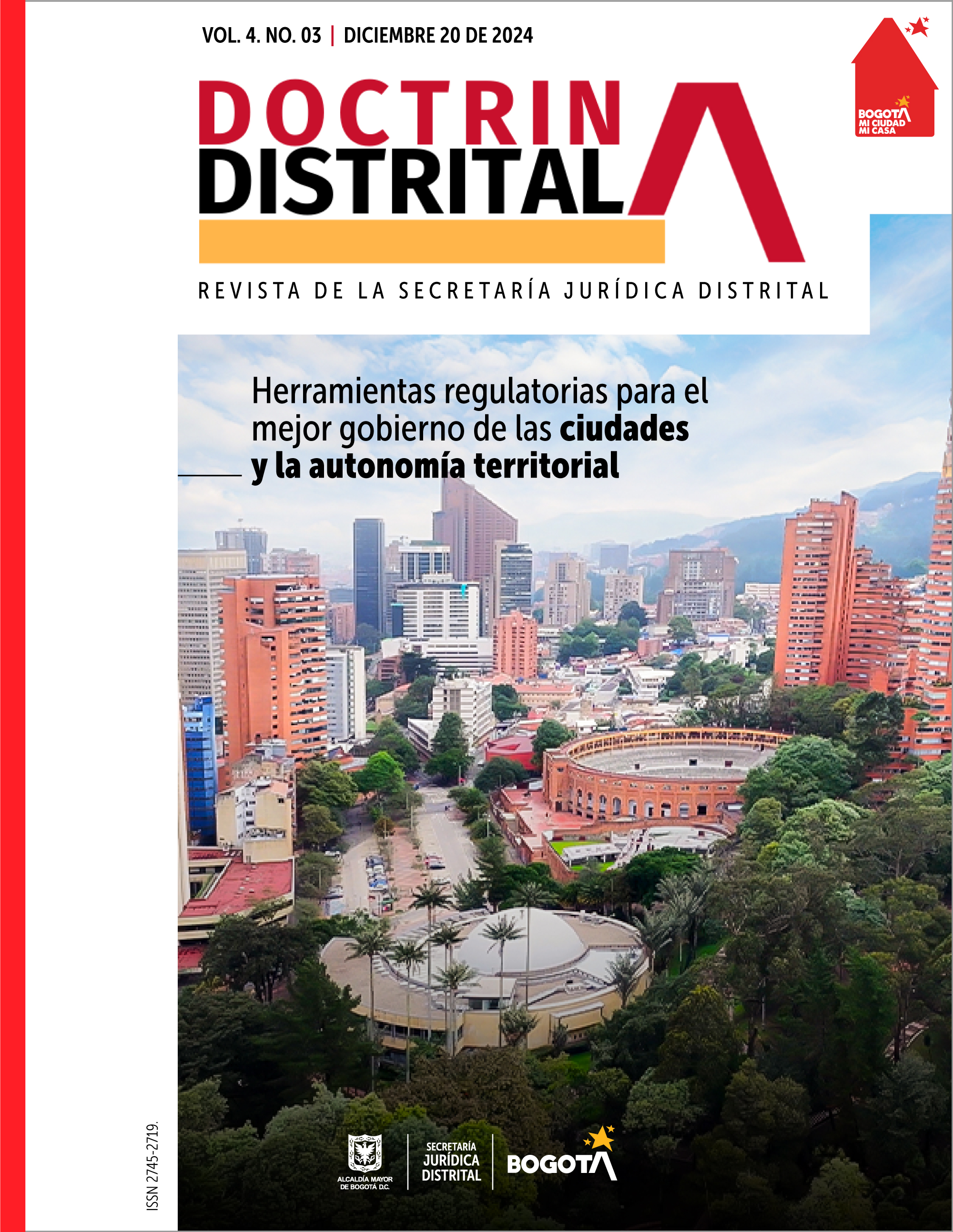 Portada de la Revista Doctrina Distrital con una foto panorámica de Bogotá.